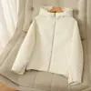 Chaqueta de Algodón Ligera con Forma de Diamante para Otoño e Invierno, con Capucha para Mujer, Cálida, de Color Puro, Holgada, Corta, Pequeña, Top de Chaqueta de Algodón