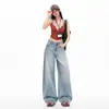 Diseño Relajado y Casual, Pantalones Anchos Desgastados, Jeans de Marca de Moda Holgados y Caídos para Mujer, Pantalones Largos hasta el Suelo