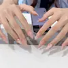 Exquisitas Uñas con Corazones Femeninos, Forma Almendra Nude, Manicura Suave y Blanqueadora para Usar, 30 Piezas de Uñas Pre-fabricadas