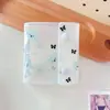 Urso Branco Leitoso Botão Duplo 3 Furos Mini Álbum de Cartões A8 Glitter 3 polegadas Grade Única Armazenamento Álbum de Fotos Bolsa com Zíper Planejador de Folhas Soltas