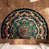 Felpudo de Azulejo Semicírculo Americano Transfronterizo Felpa de Cristal Felpudo Decorativo Retro para Puerta de Entrada Felpudo Decorativo Estampado Temu