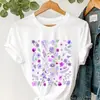 Camiseta Casual Estampada para Mujer Transfronteriza - Top Estilo Campestre de Cuello Redondo con Tejido Suave y Transpirable en Color Violeta