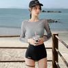 Traje de baño para mujer dividido nuevo que cubre el cuerpo bloqueador solar estilo ins 2024 traje de baño conjunto de tres piezas adelgazante deportivo fitness de manga larga