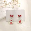 Pendientes navideños de diamantes con dibujos animados, transfronterizos europeos y americanos, pendientes asimétricos de alta gama para mujer, decoraciones navideñas