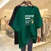 Camiseta de Manga Corta Estilo Nuevo Comercio Exterior 2026 para Mujer, Holgada Talla Grande, Adelgazante, Cubre Vientre, Top Estampado de Media Manga