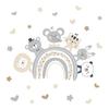 LD64125 Desenho animado urso elefante gato coelho panda arco-íris quarto infantil decoração de casa adesivo de parede autoadesivo