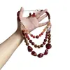 Collar de Resina con Piedra Ágata de Tres Capas y Perlas, Cadena de Clavícula Retro de Lujo Ligero de Gama Alta, Joyería Moderna y Versátil para Mujeres