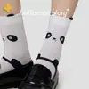 85349 Calcetines de Otoño para Mujer Lindos de Dibujos Animados hasta la Pantorrilla Sin Costuras Deportivos Calcetines Largos de Panda Calcetines de Algodón Grises