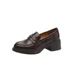 Mocasines Nuevos de Suela Gruesa para Mujer de Primavera, Zapatos Slip-On Retro de Tacón Grueso, Zapatos de Cuero Versátiles Estilo Británico