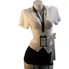 Lencería Sexy, Atuendo de Cosplay de Secretaria Profesional, Pijama Sexy de Azafata, Uniforme de Camisa, Ropa de Trabajo Seductora, Discoteca