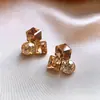 Pendientes Maillard de Piedra Ojo de Tigre y Circonita Color Café para Mujer, Pendientes de Lujo Ligero Retro de Nicho, Accesorios Elegantes y Versátiles para las Orejas