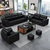 Sofá de oficina de cuero combinación de mesa de centro traje simple moderno recepción sala de recepción de negocios cuero artístico de gerente tres personas