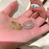 Anillo de Encaje Estilo Buchi Italiano Anillo de Diamante Dorado de Rejilla de Diamante Cepillada de la Edad Media/Antigua
