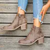 Botas Chelsea 2025 Outono e Inverno Novo Estilo Recorte Bico Fino Salto Baixo Quadrado Botas Transfronteiriças Botas Femininas Simples Zíper Lateral