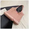 Bolso Tote de Lana de Cordero con Empalme de Nicho para Mujer 2025 Nuevo Estilo Lazo Retro Perezoso Gran Capacidad Bolso de Axila Hombro