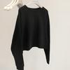 ¡Uso diario! Sudadera fina con cuello redondo y mangas raglán para mujer, color liso, cómoda y combinable.