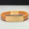 Pulseira Tailandesa de Cinco Sutras para Homens e Mulheres, Versátil Dourado Areia Preto Tendência Corda de Couro Trançada Pulseira Feita à Mão