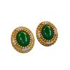 Pendientes de encaje de diamantes con relieve tridimensional de tres capas de jade malayo verde ovalado de alta calidad, joyería para mujer, venta al por mayor