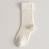 Meias Brancas de Cano Médio para Mulheres, Meias Longas para Primavera e Outono, Meias Femininas Lisas Estilo Japonês Retrô, Meias Largas com Listras Verticais Estilo College, Meias para Gestantes
