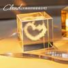 Adornos creativos de cristal con forma de corazón y forma de luna cuadrada, cubo de nube, luz nocturna, nubes de lluvia, sistema solar, regalo de cumpleaños para mujer.