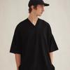 Esenciales Hhh Serie Cloud Retro Americano Cuello en V Casual Holgada de Manga Corta Verano Camiseta de Algodón Puro para Hombre y Mujer