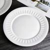 Blanco Puro Hogar Color Bajo Cubierta Cerámica Girasol Repujado Tazón Plato Tazón Cubeta Grande Plato para Pasta Plato Grande para Bistec