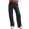 Pantalones de chándal casuales de pierna ancha para mujer Amazon, pantalones deportivos elásticos de cintura alta con cordón, pantalones largos holgados en stock, pantalones Lulu