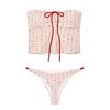Nuevo Top Tubo Estilo Coreano Verano 2025 Puro Deseo Lindo Estampado Estilo Dulce Sexy con Cordones y Cuello Halter Traje de Baño para Mujer