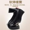 Sapatos de couro macio de alta qualidade, confortáveis, versáteis, para pessoas de meia-idade e idosos, aumentam o temperamento, não cansam os pés, sapatos femininos de boca funda, salto grosso, sapatos femininos