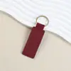 Pingente Compacto Mini Chaveiro, Decoração para Pendurar em Bolsa e Estojo, Argola de Chaveiro em Couro Embossado