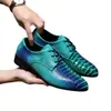 Zapatos de vestir de cuero con cordones y punta fina para hombre de talla grande transfronterizos 40-50 zapatos casuales de cuero para hombre a la moda con rayas sin cordones