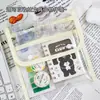 Estuche de frutas azul, moderno y elegante, estuche de alta capacidad para estudiantes, almacenamiento multicapa simple, estuche transparente al por mayor