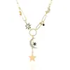 Collar Colgante de Sol Ojo Maligno Nuevo de Amazon Transfronterizo para Mujer Estilo Europeo y Americano Cadena Cubana Gruesa Collar Regalo de Cumpleaños