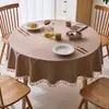 Toalha de mesa redonda de algodão e linho japonesa à prova d'água à prova de óleo anti-queimadura descartável doméstica luxo leve mesa redonda grande toalha de mesa toalha de mesa tecido de toalha de mesa