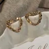 Pendientes de Corazón de Hielo Triturado Estilo Francés para Mujer, Pendientes de Botón Simples de Lujo Ligero de Gama Alta de Nicho, Pendientes Nuevos Versátiles de Moda