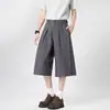 Pantalones Cortos Casuales Sueltos de Seda de Hielo Estilo Hong Kong para Verano, Pantalones de Vestir Rectos Finos de Color Sólido para Hombre, Tendencia