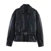 Chaqueta Corta de Piel para Mujer, Principios de Primavera, Estilo de Alta Gama, Ceñida a la Cintura, Adelgazante, Conjunto Estilo Coreano 11103