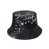 Sombrero de sol de tendencia de verano europeo y americano temu para festivales de música europeos y americanos, sombrero tipo cubeta de personalidad, sombrero de pescador con nota, para mujer