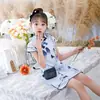 Cheongsam diario para niños, verano, nuevo, estilo vintage de pintura a tinta china, vestido cheongsam, venta al por mayor