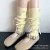 Conjunto de Piernas con Lazo Rosa Estilo Miu para Mujer Primavera y Otoño Calcetines de Punto Estilo Gris Calcetines Blancos Apilados en la Pantorrilla Estilo Ballet
