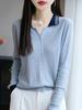 Cardigan Polo de Cor Contrastante Outono e Inverno Novo Suéter Tricô Retrô Roupa Exterior Feminina Design de Combinação de Cores Nicho Jaqueta Solta