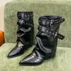 Botines estilo Martin para mujer, de punta fina, tacón grueso y pierna ancha, nueva colección de verano 2026, estilo retro, botines con un toque británico