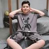 Pijama de verano delgado de algodón con mangas cortas para niño gordo, talla grande, dibujos animados, ropa para aire acondicionado, traje de moda
