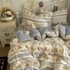 Juego de ropa de cama de cuatro piezas estilo ins, fresco, suave, tipo nube, de algodón, para literas de dormitorio estudiantil, juego de tres piezas