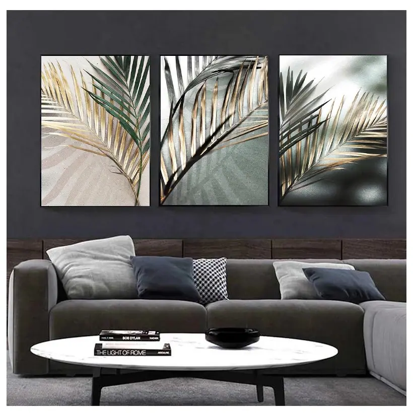 Golden-Palm-Leaf-Plant-Canvas-