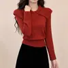 Top de punto gris de estilo coreano con cuello irregular y manga larga para mujer, nuevo top básico de otoño ajustado