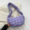 Estilo coreano moda textura simples algodão acolchoado bolsa plissada bolsa de ombro feminina 2024 outono e inverno crossbody grande capacidade bolsa feminina