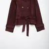 ZA ropa de mujer de comercio exterior transfronterizo europeo y americano, artículo de venta caliente en AliExpress, chaqueta corta de moda casual con cuello alto, abotonada, con cordones