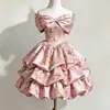 Vestido de bolo de cetim estampado de um ombro transfronteiriço europeu e americano, novo vestido curto bufante de aniversário estilo artístico francês 2026
