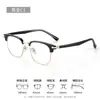 Gafas de Negocios Marco Pequeño Medio Marco para Hombre Filtro Luz Azul Espejo Plano Marco Negro 8802 de Moda Marco de Cejas para Miopía